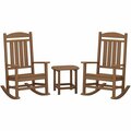 Polywood Presidential Teak Patio Set with South Beach Side Table and 2 Rocking Chairs 633PWS1661TE